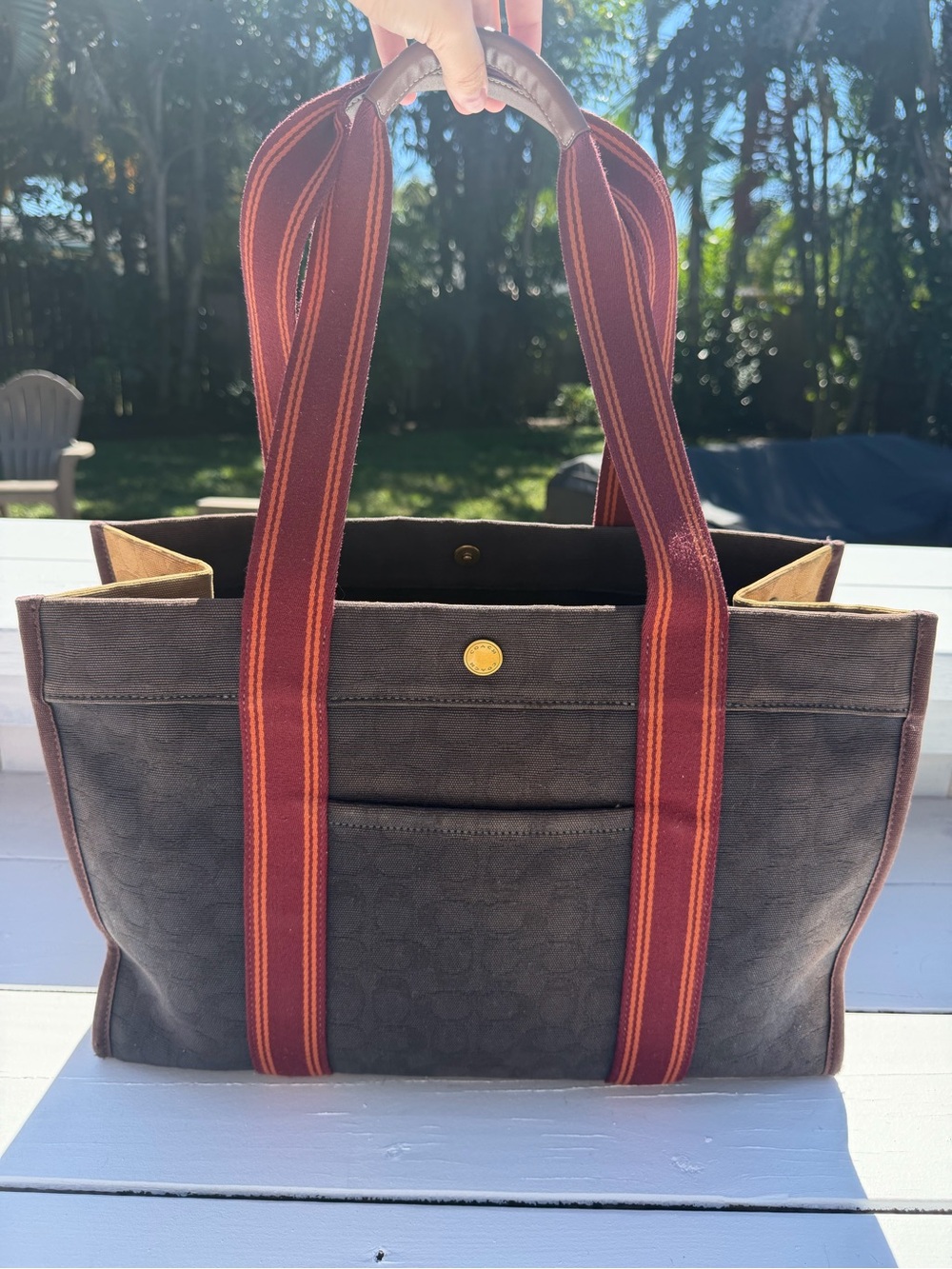 Coach signature canvas spin tote